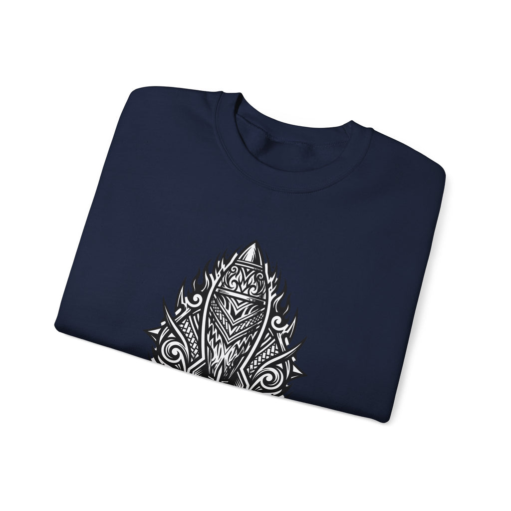 Crewneck Sweatshirt — Mortar Tribal Shield Graphic