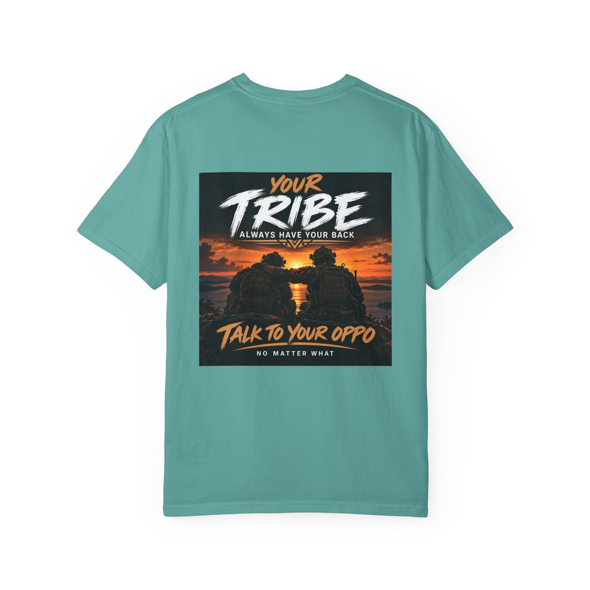 Tribal Sunset T‑Shirt — "Your Tribe" Inspirational Back Graphic