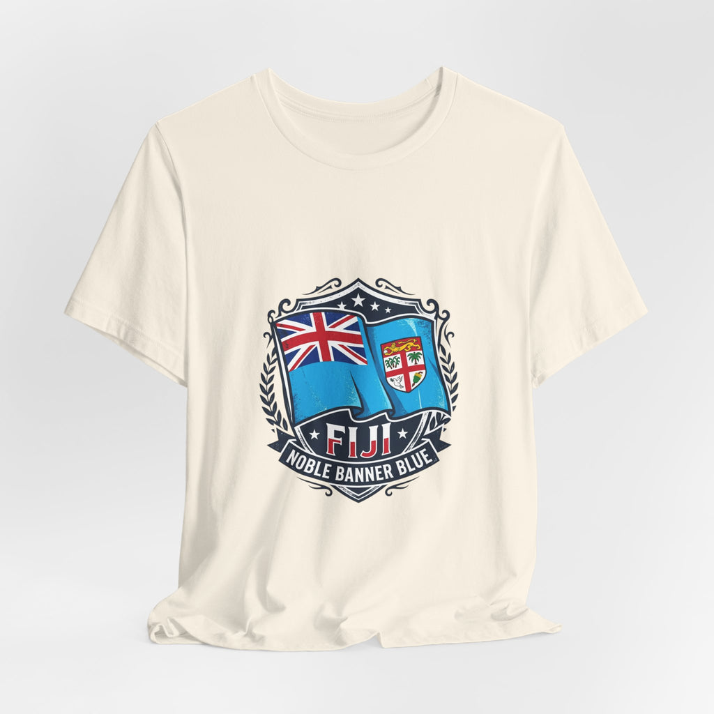 Fiji Noble Banner Blue T‑Shirt — Fiji Flag Crest Tee