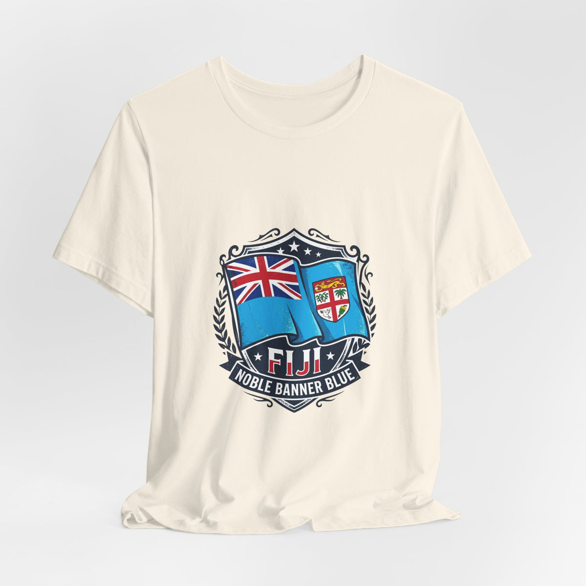 Fiji Noble Banner Blue T‑Shirt — Fiji Flag Crest Tee