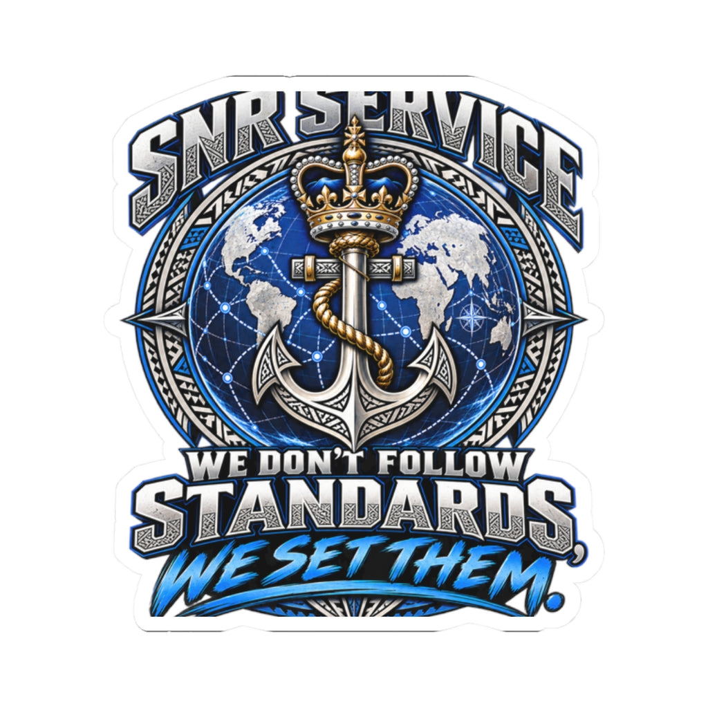 Navy Service Anchor Sticker — "We Don't Follow Standards, We Set Them" Kiss-Cut Decal