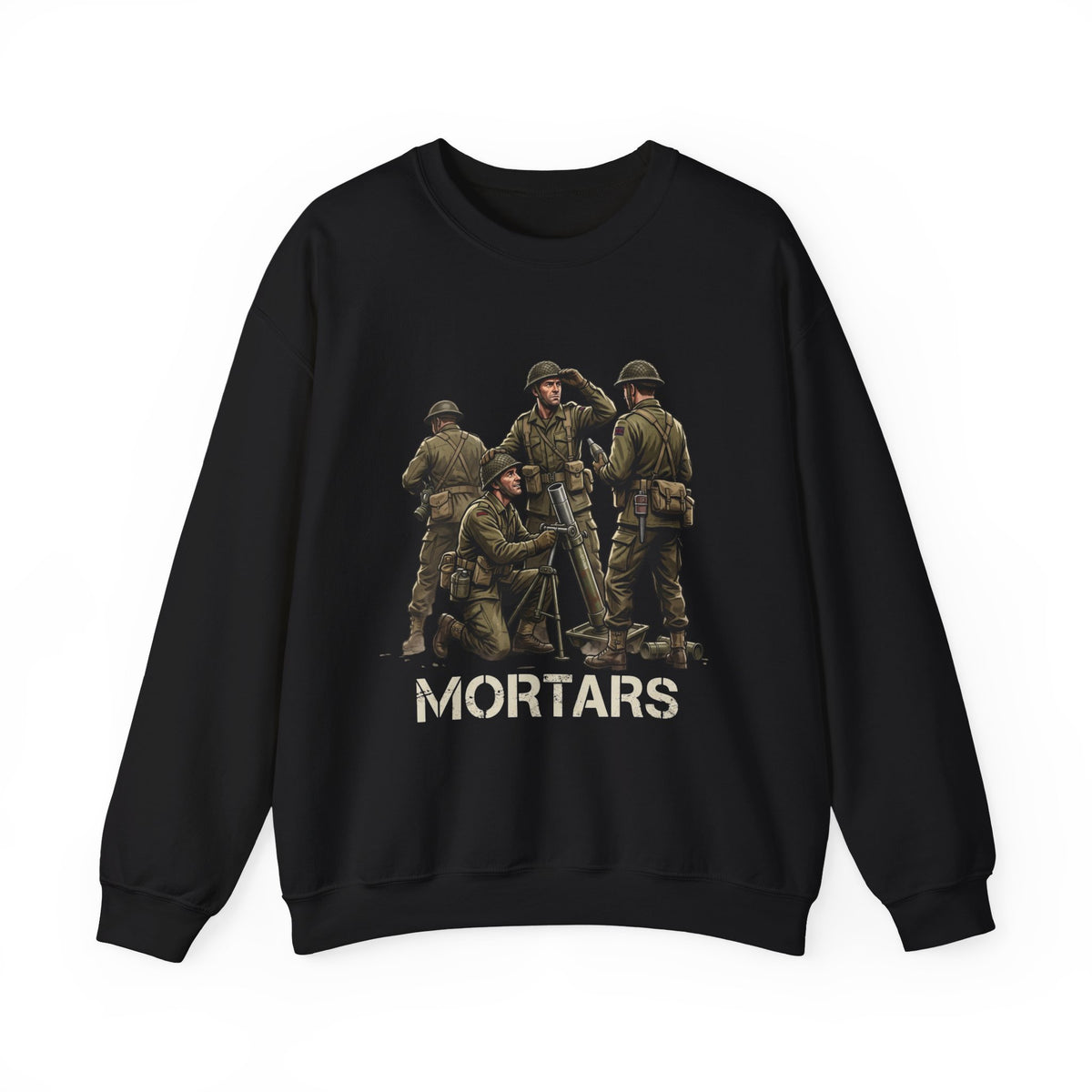 Mortars Crewneck Sweatshirt — Military Soldiers Vintage Graphic