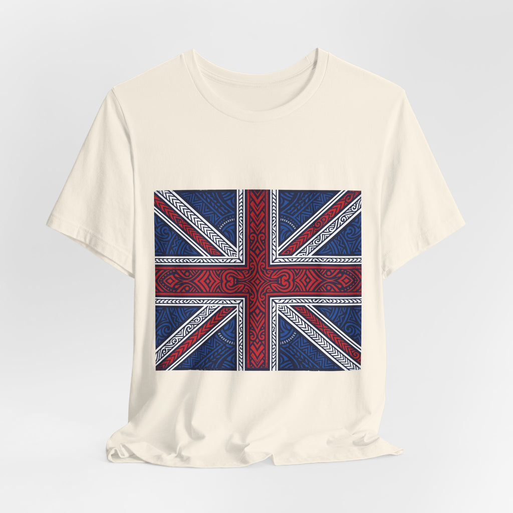 British Union Jack Tee — Tribal Pattern UK Flag T‑Shirt