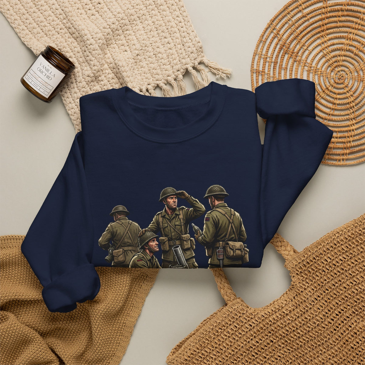 Mortars Crewneck Sweatshirt — Military Soldiers Vintage Graphic