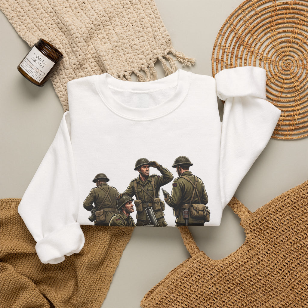Mortars Crewneck Sweatshirt — Military Soldiers Vintage Graphic