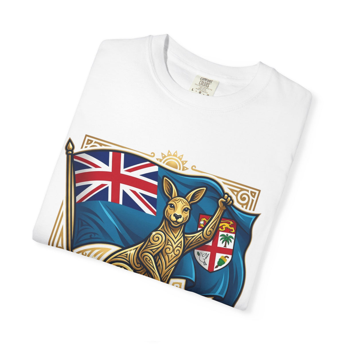 Fiji Day T-Shirt – 'Happy Fiji Day From Down Under' Kangaroo & Fiji Flag Tee