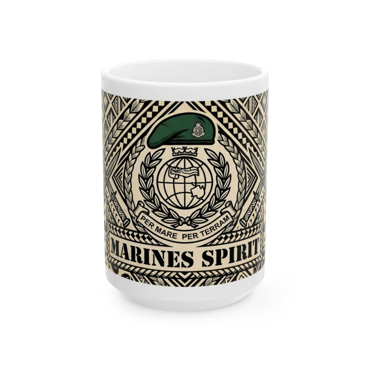 Marine Spirit Ceramic Mug – Military Green Beret Emblem Coffee Cup (11oz, 15oz)