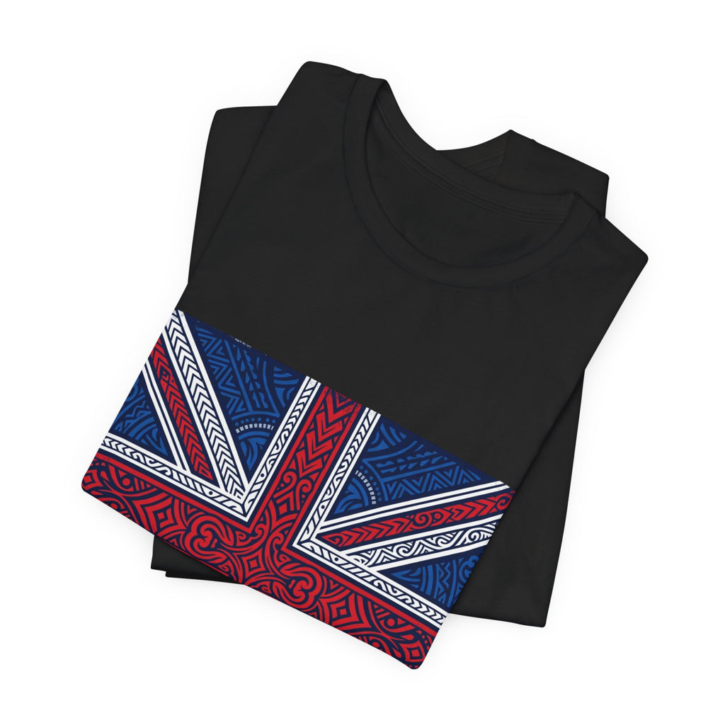 British Union Jack Tee — Tribal Pattern UK Flag T‑Shirt