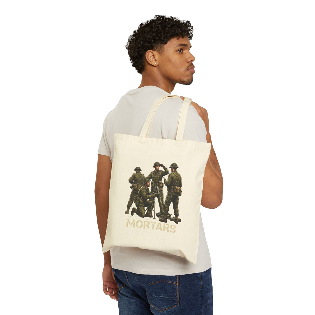 Mortars Army Soldiers Cotton Canvas Tote Bag – Military History Gift