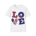 Patriotic LOVE T-Shirt — USA Flag Donut & Flip-Flop Fourth of July Tee