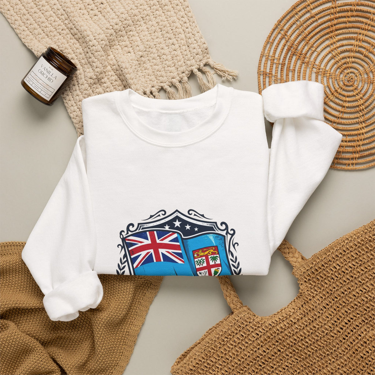 Fiji Crest Crewneck Sweatshirt – 'Noble Banner Blue' Heritage Pullover