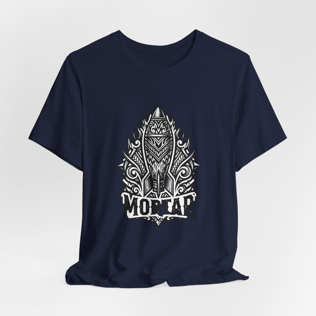 Mortar Tribal Rocket T-Shirt — Bold Black Graphic Tee