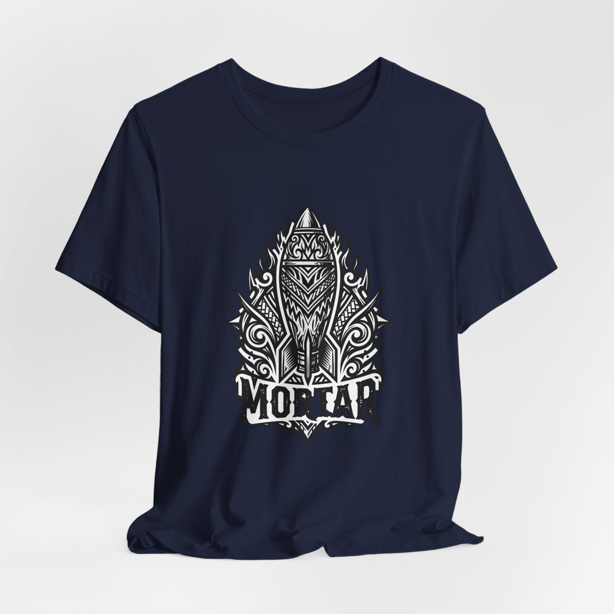 Mortar Tribal Rocket T-Shirt — Bold Black Graphic Tee