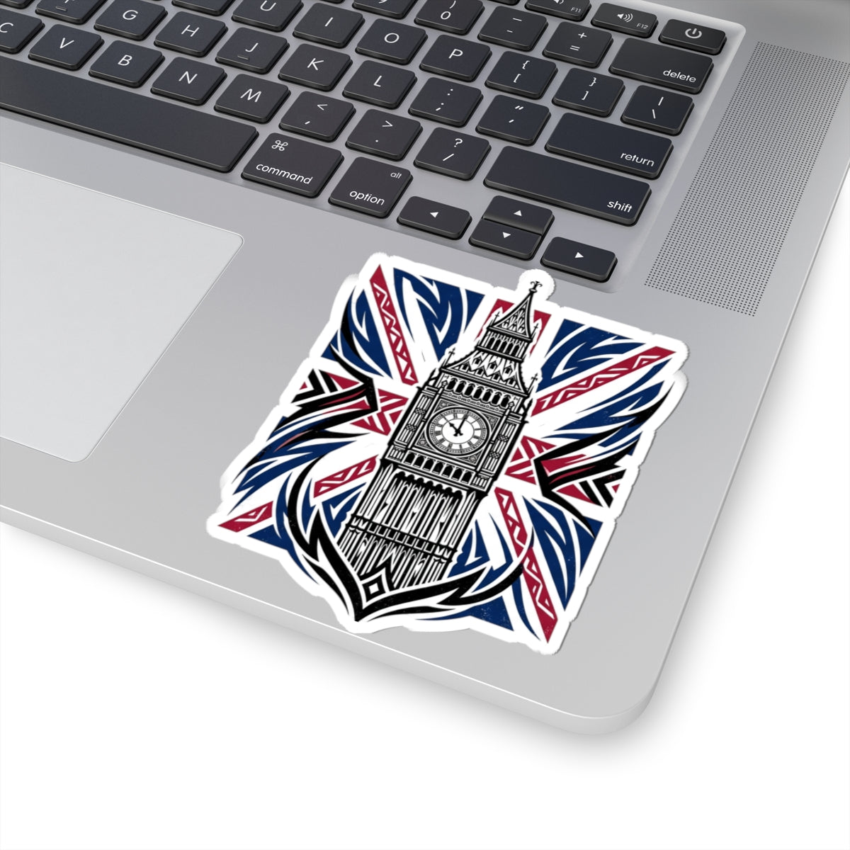 Big Ben Union Jack Sticker — London Landmark Kiss-Cut Sticker