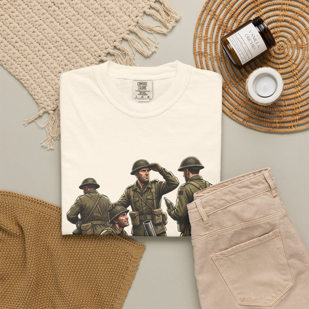 Mortars Military Crew T‑Shirt — Vintage Soldier Illustration Tee