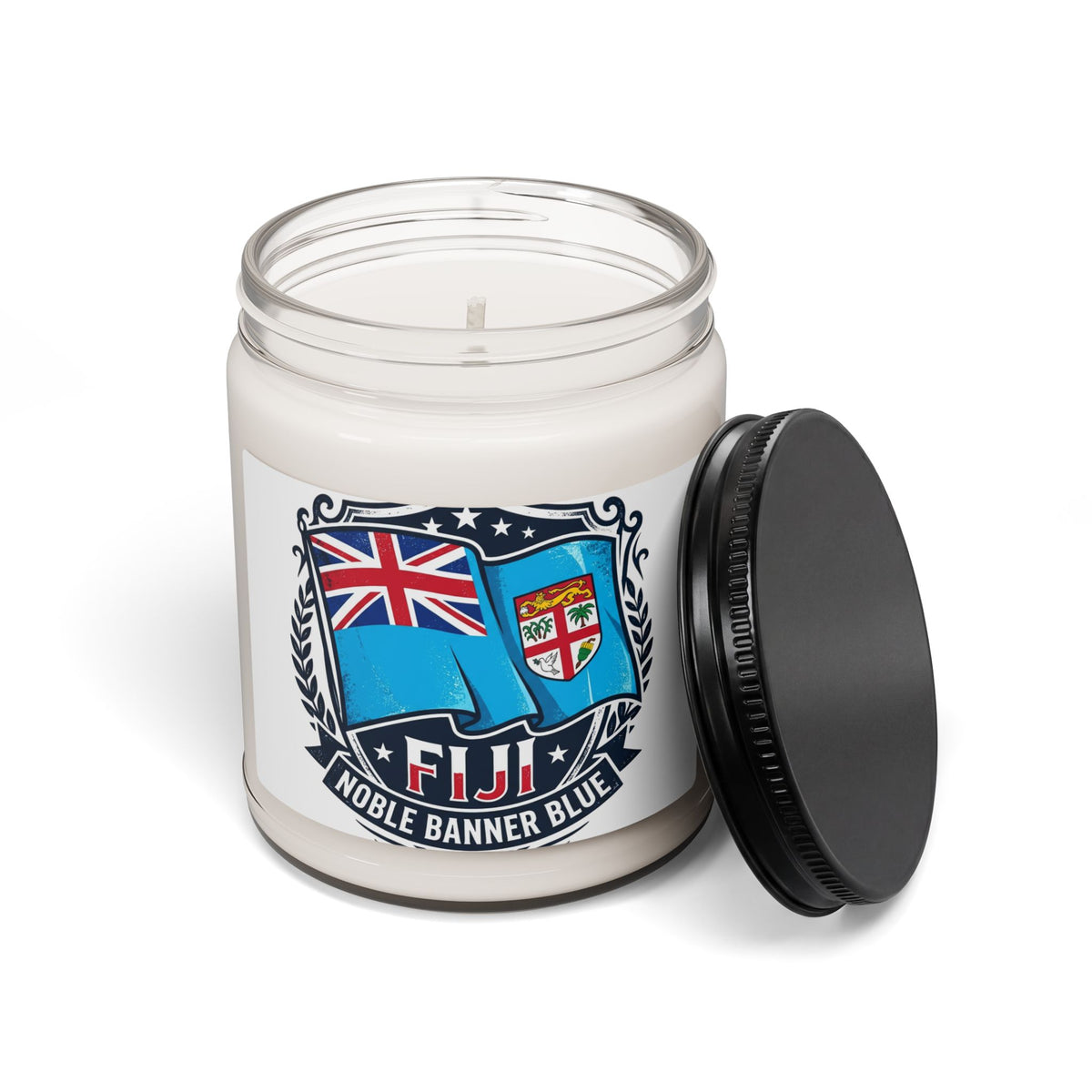 Fiji Flag Soy Candle — 9oz Scented Jar (Noble Banner Blue)