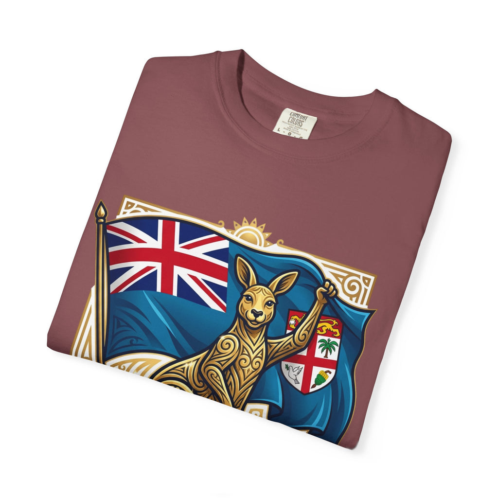 Fiji Day T-Shirt – 'Happy Fiji Day From Down Under' Kangaroo & Fiji Flag Tee