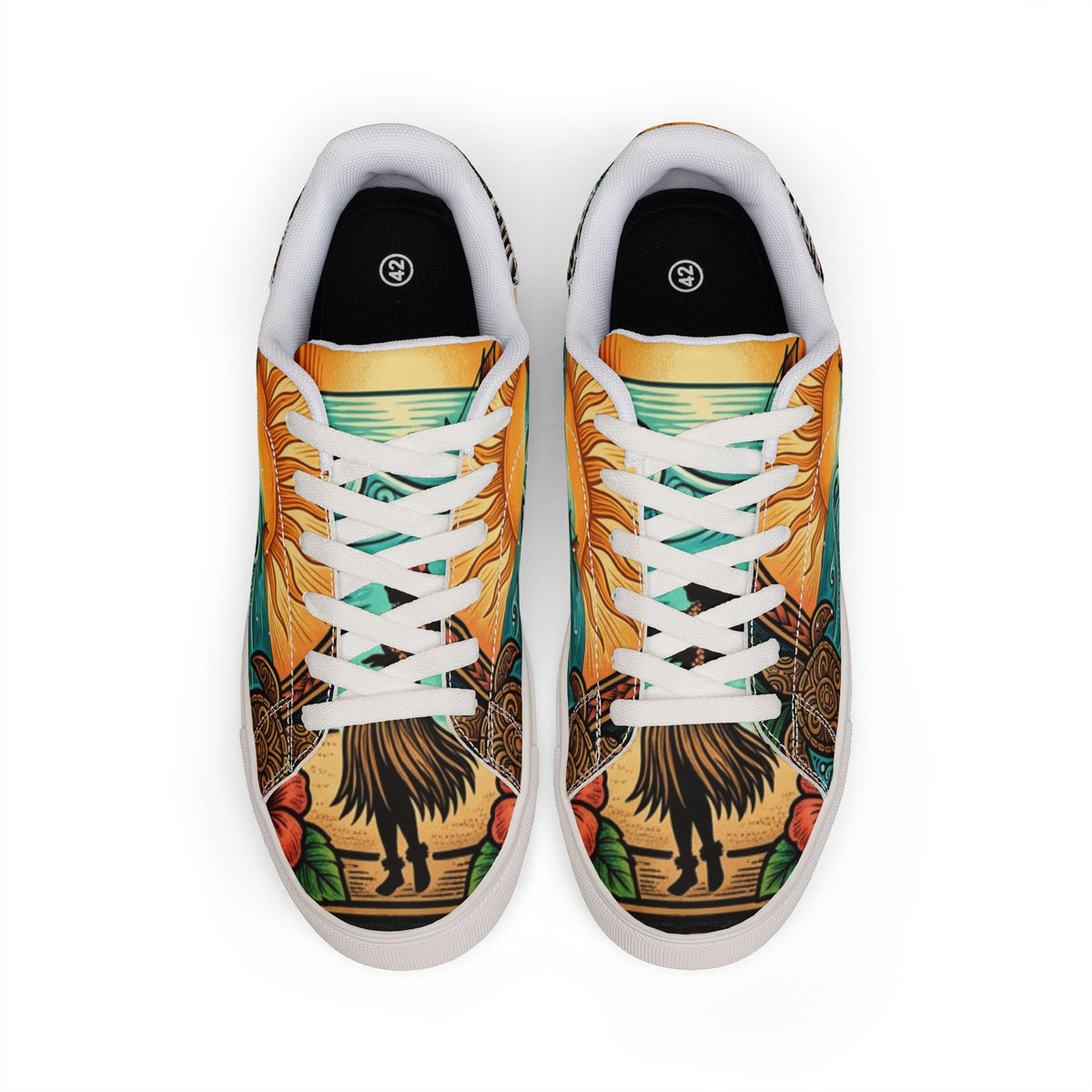 Sunrise Tribal Leather Sneakers — Men’s Low-Top Casual Shoes