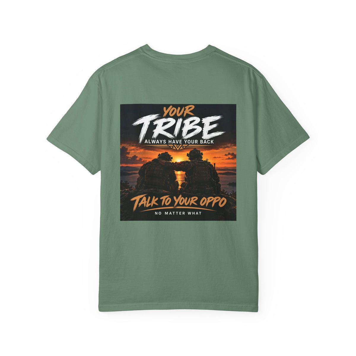 Tribal Sunset T‑Shirt — "Your Tribe" Inspirational Back Graphic