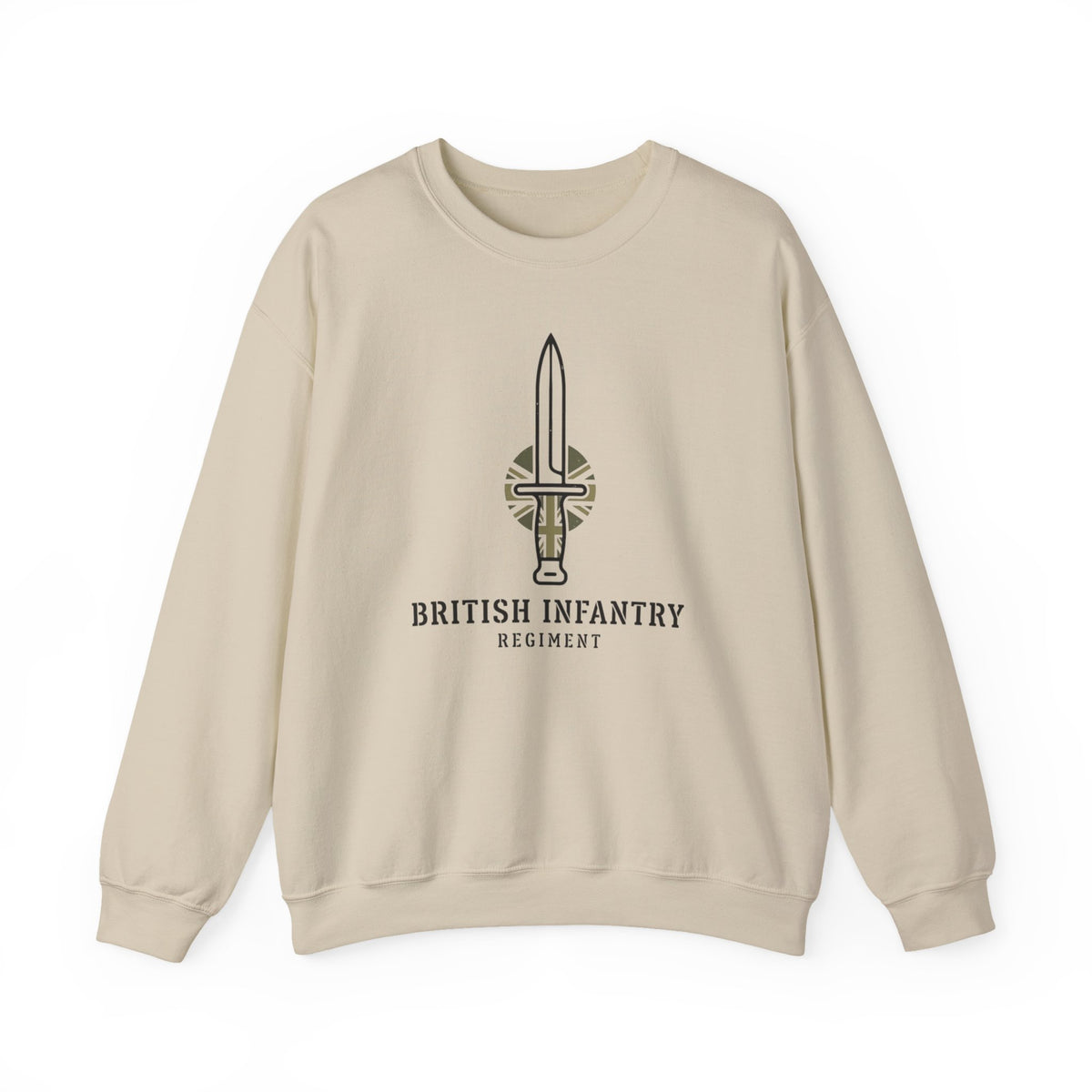 British Infantry Regiment Crewneck Sweatshirt — Sword Emblem Military Pullover