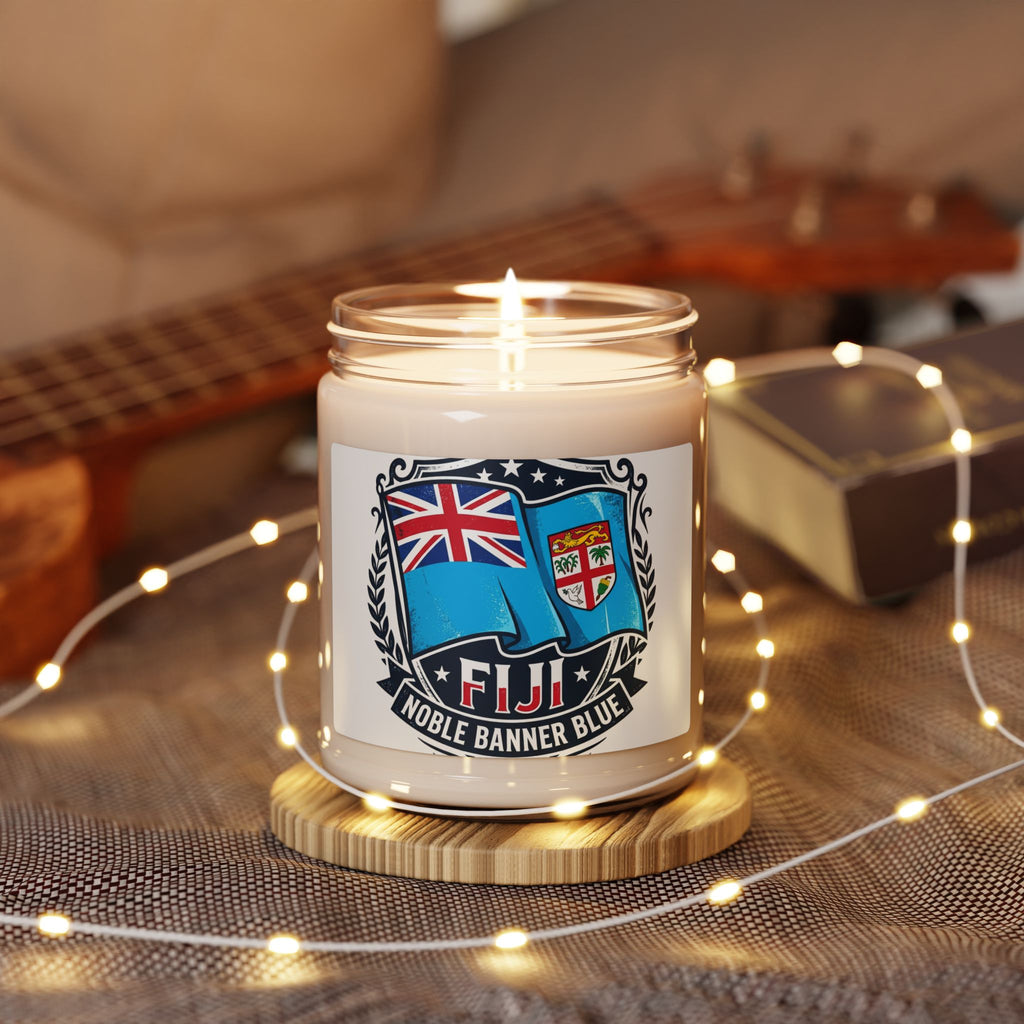 Fiji Flag Soy Candle — 9oz Scented Jar (Noble Banner Blue)