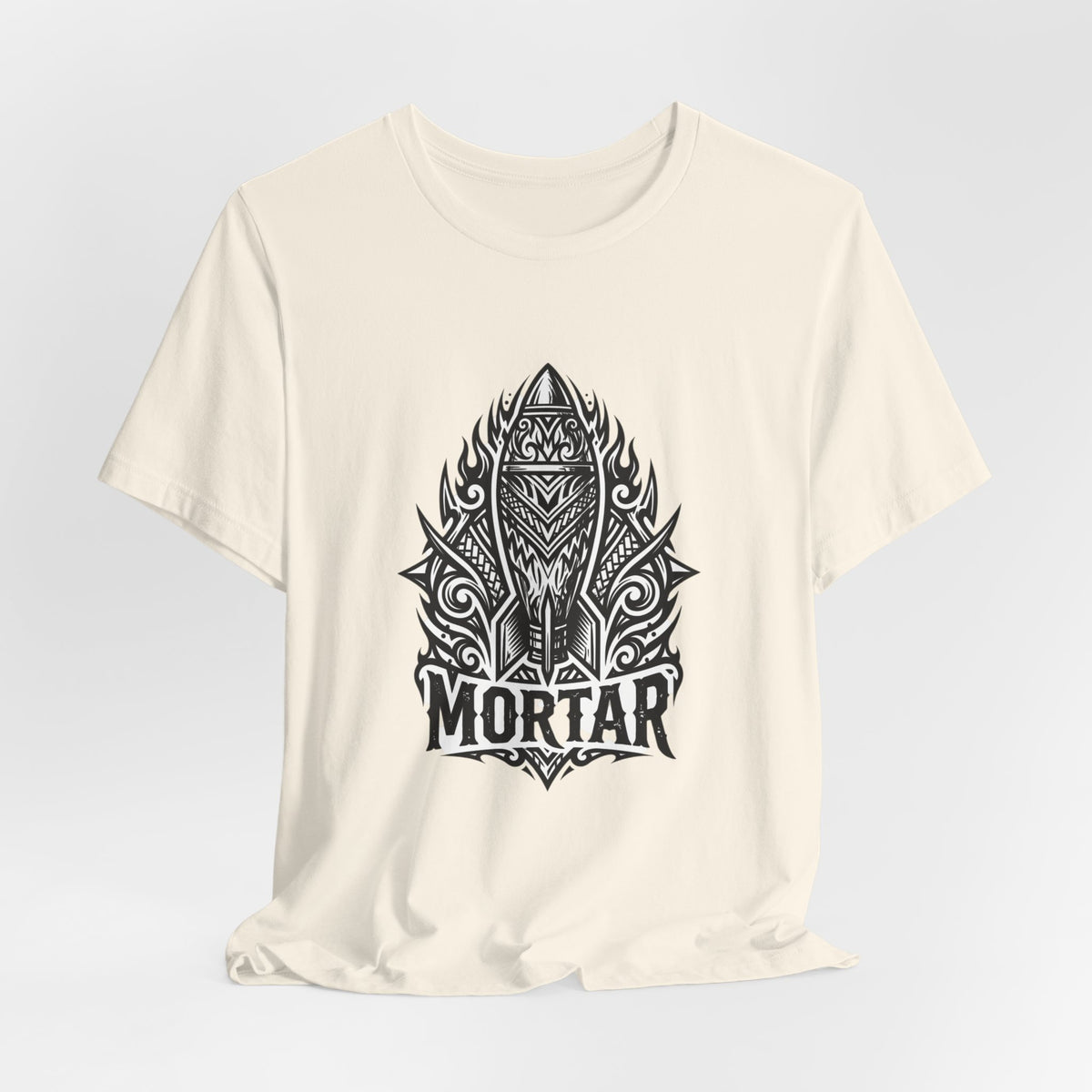 Mortar Tribal Rocket T-Shirt — Bold Black Graphic Tee