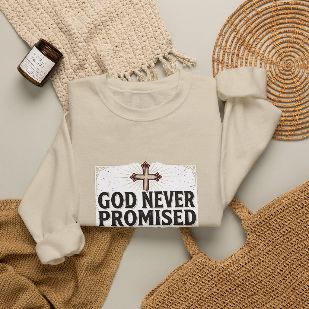 Christian Crewneck Sweatshirt — “God Never Promised Victory Without a Fight” Inspirational Faith Sweatshirt