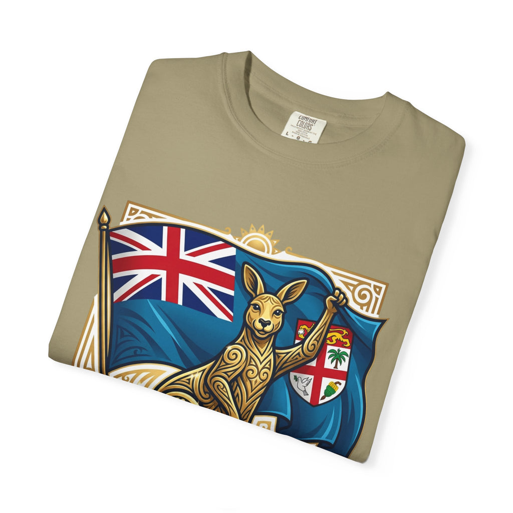 Fiji Day T-Shirt – 'Happy Fiji Day From Down Under' Kangaroo & Fiji Flag Tee