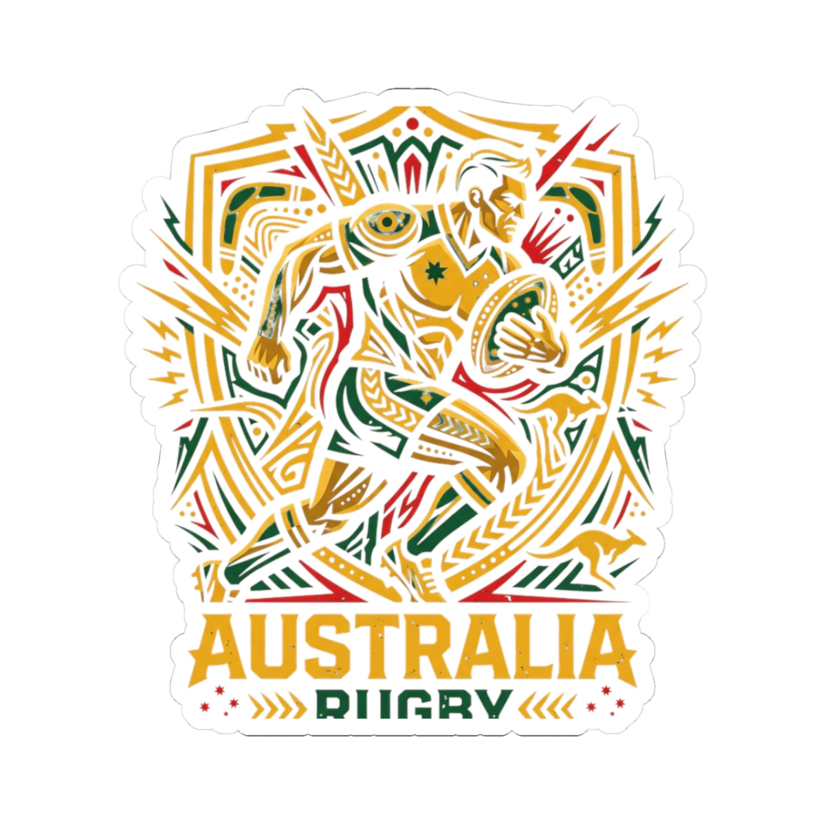 Sticker — Australia Rugby Kiss-Cut Sticker (Team Emblem, Laptop Decal)
