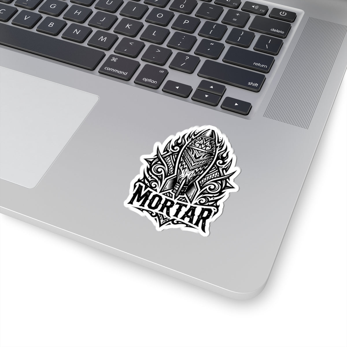 Mortar Rocket Sticker — Tribal Black & White Kiss-Cut Sticker for Laptops, Gear & Skateboards