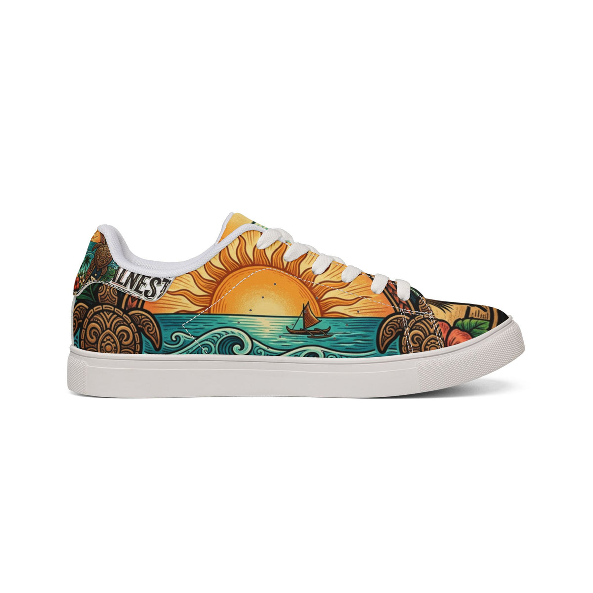 Sunrise Tribal Leather Sneakers — Men’s Low-Top Casual Shoes