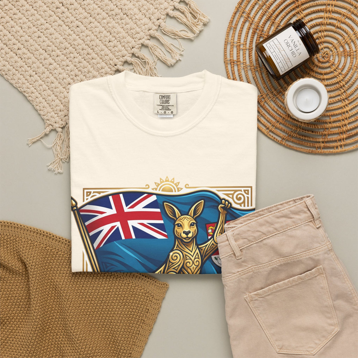 Fiji Day T-Shirt – 'Happy Fiji Day From Down Under' Kangaroo & Fiji Flag Tee