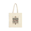 Christian Canvas Tote Bag - "God Never Promised Victory Without A Fight" Inspirational Reusable Shopper