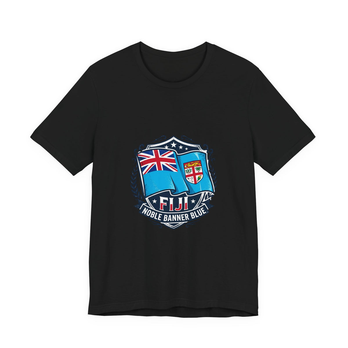 Fiji Noble Banner Blue T‑Shirt — Fiji Flag Crest Tee