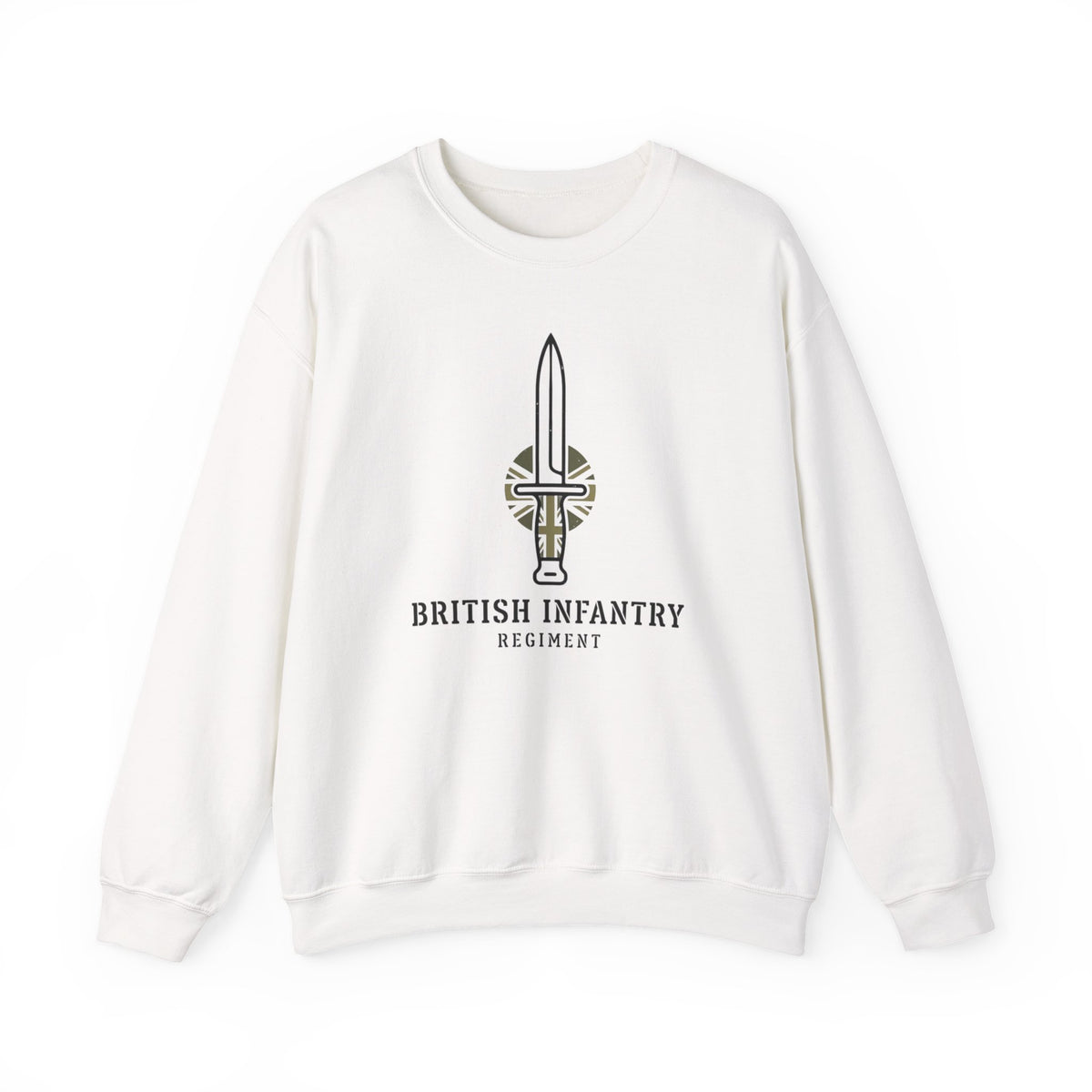 British Infantry Regiment Crewneck Sweatshirt — Sword Emblem Military Pullover