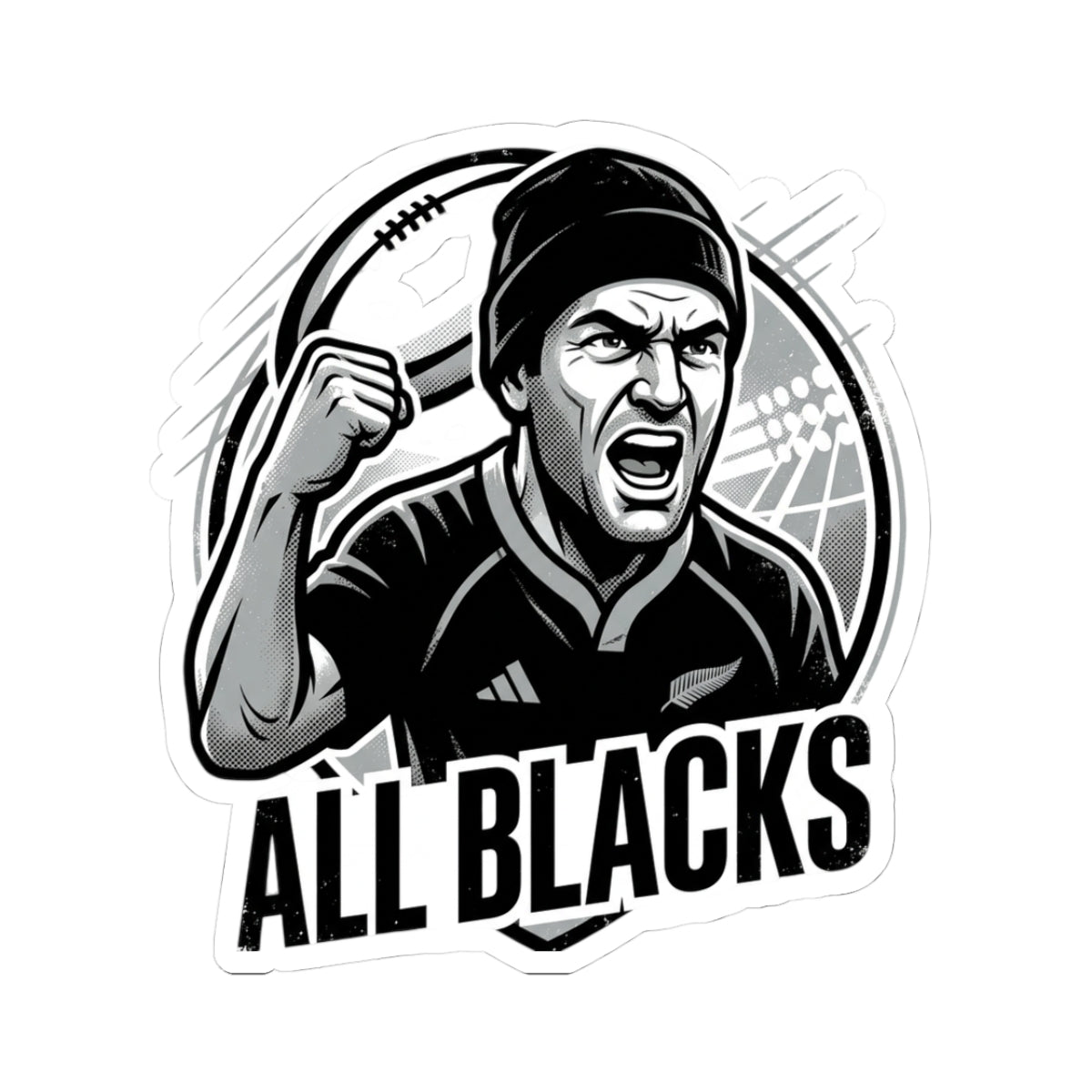 All Blacks Rugby Player Kiss-Cut Sticker — Fierce Fan Decal