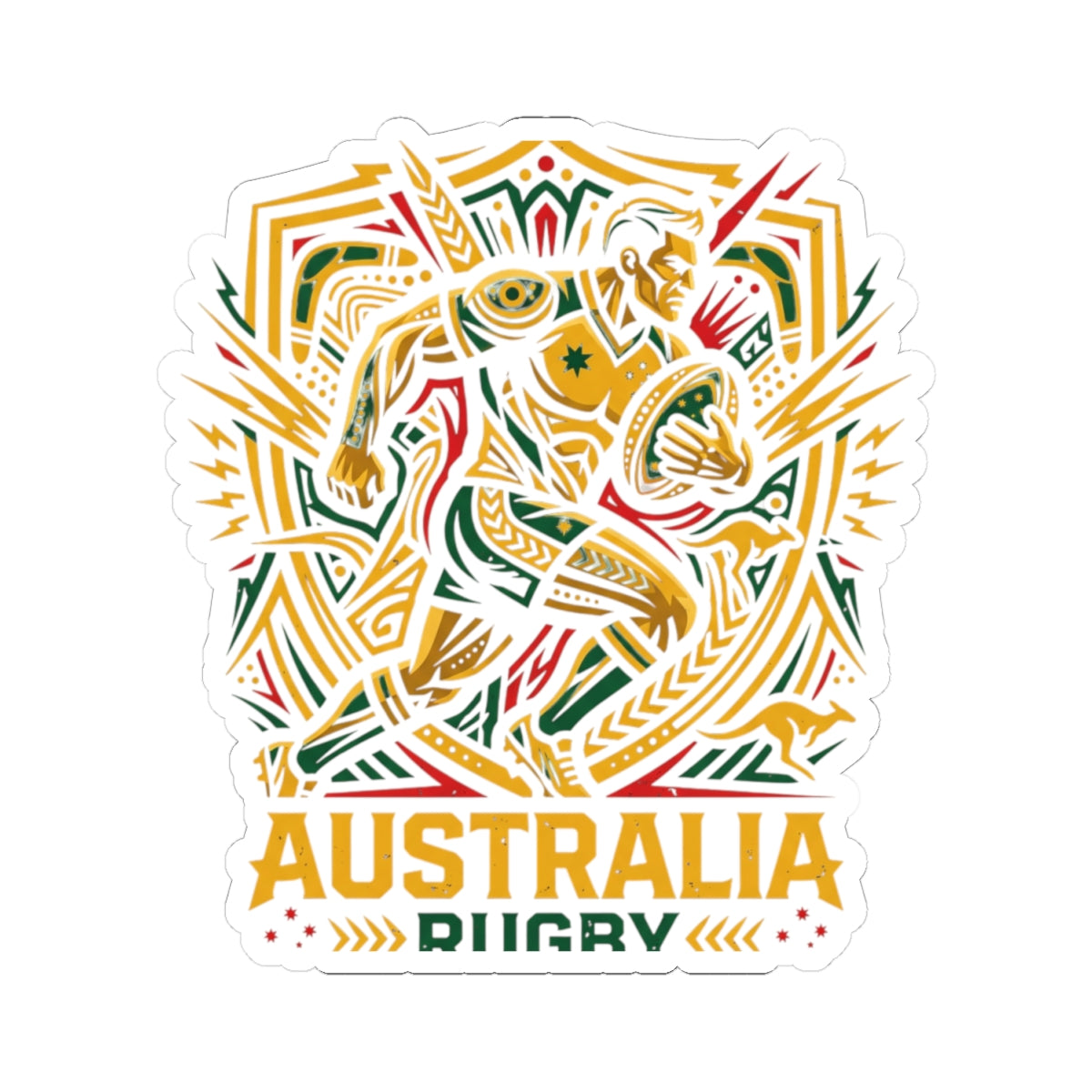 Sticker — Australia Rugby Kiss-Cut Sticker (Team Emblem, Laptop Decal)