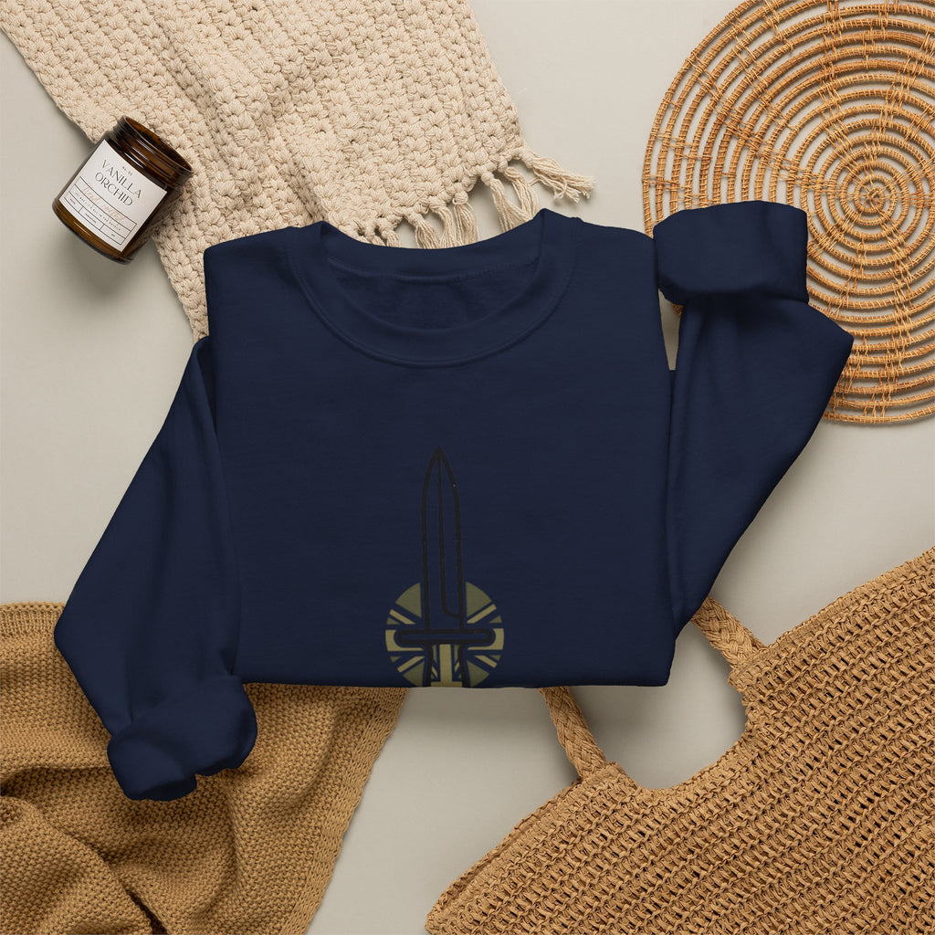 British Infantry Regiment Crewneck Sweatshirt — Sword Emblem Military Pullover