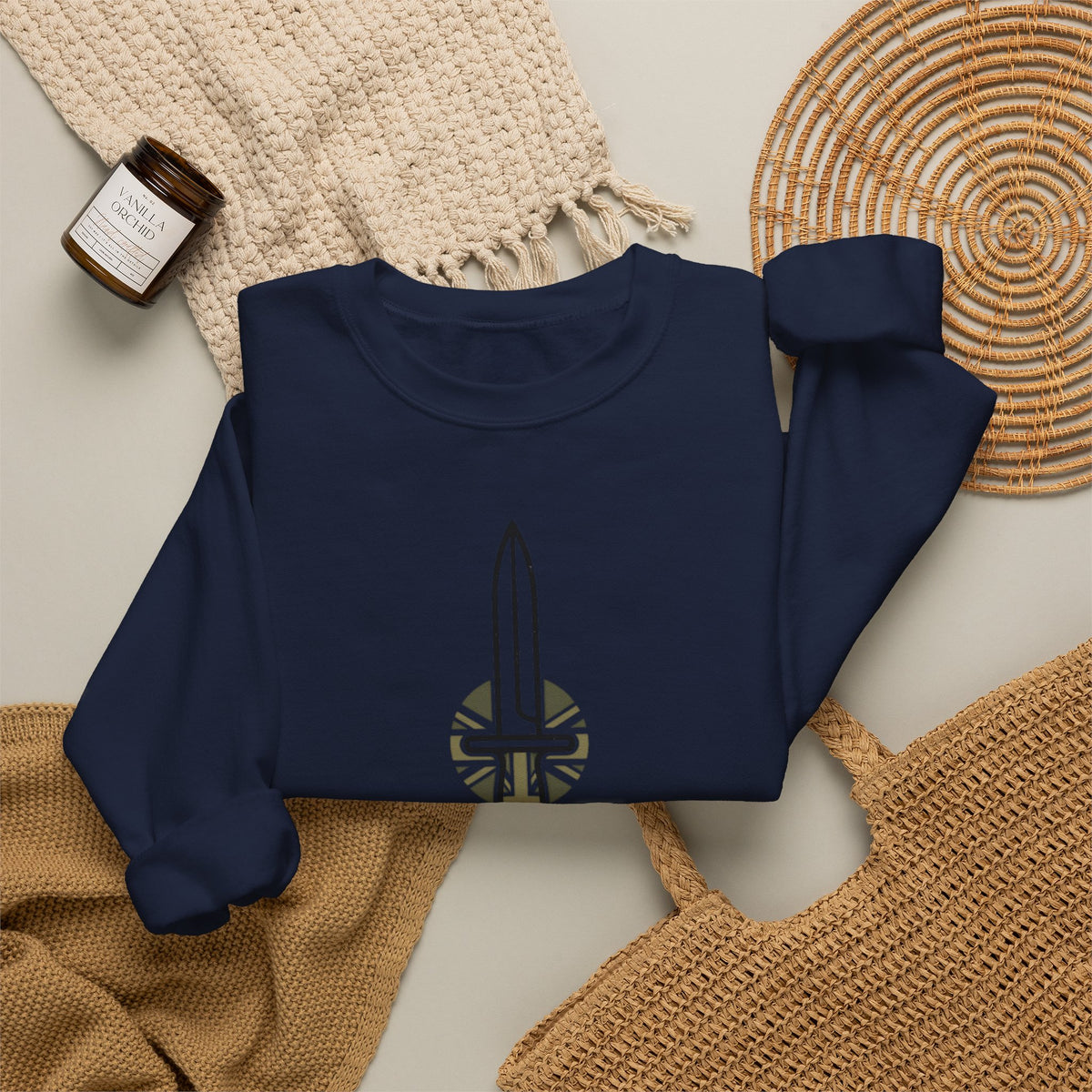 British Infantry Regiment Crewneck Sweatshirt — Sword Emblem Military Pullover