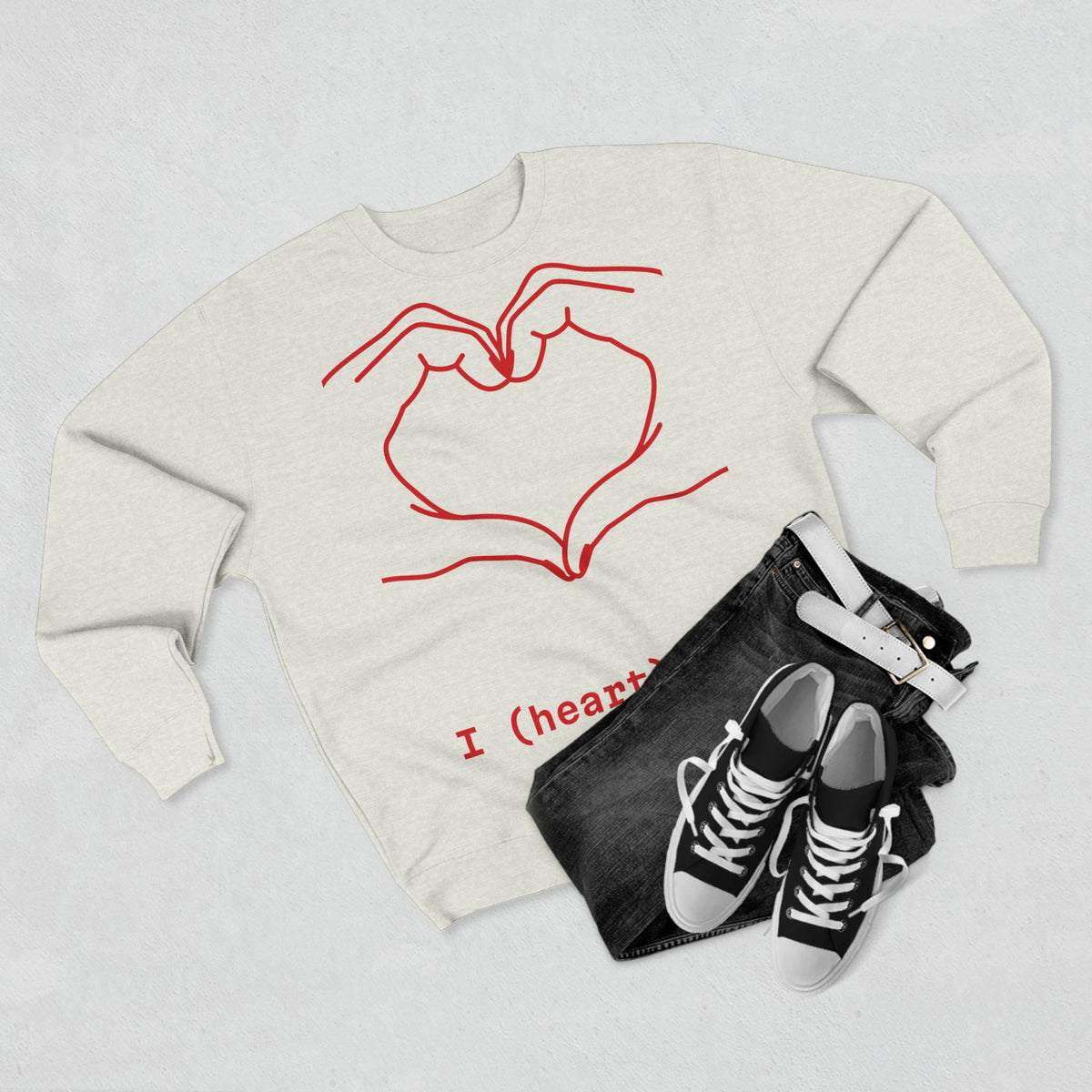 Heart Hands Crewneck Sweatshirt — I (heart) you Valentine Pullover