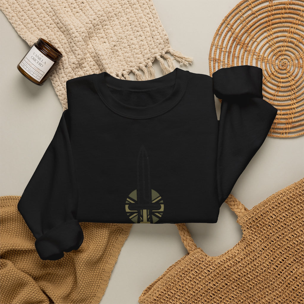 British Infantry Regiment Crewneck Sweatshirt — Sword Emblem Military Pullover