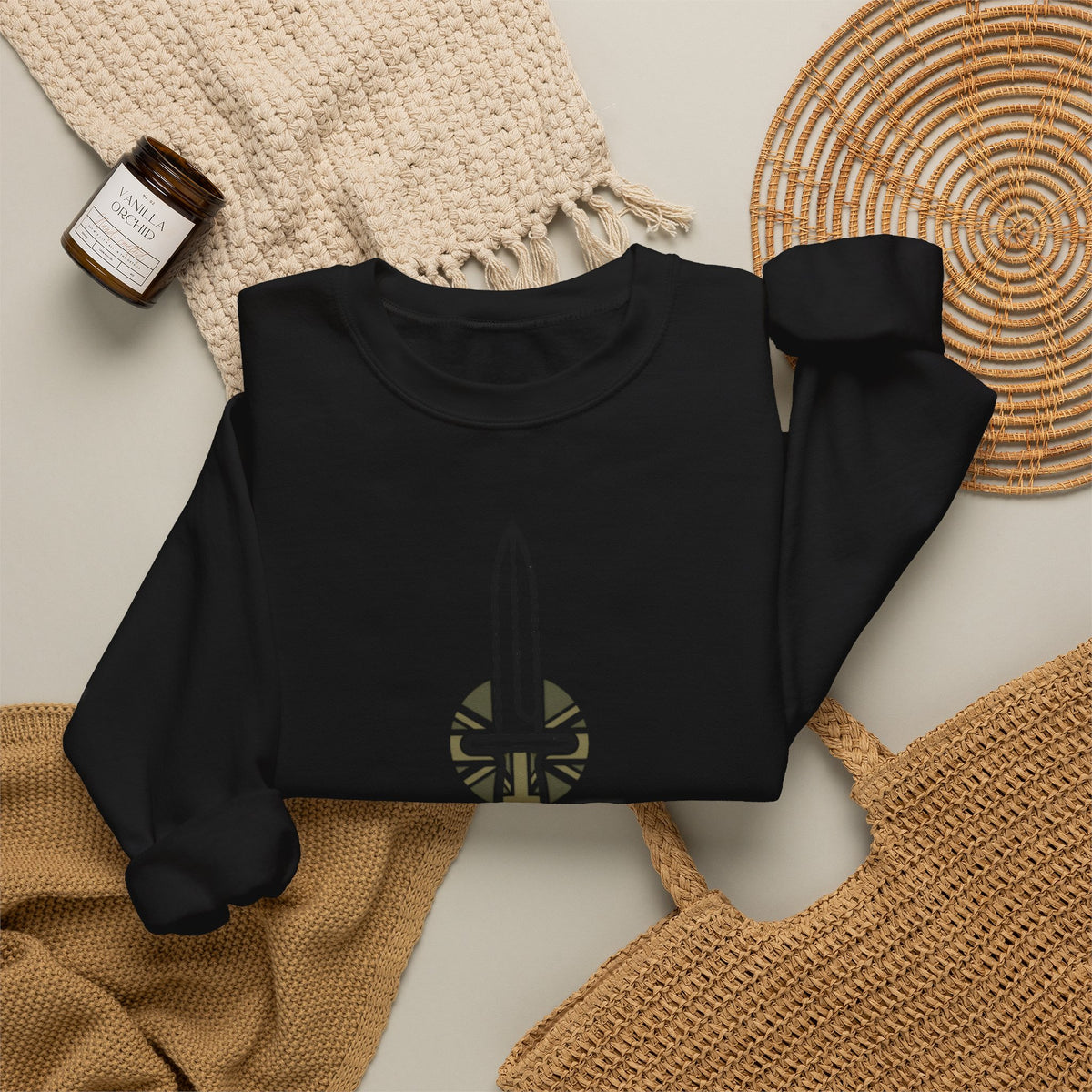 British Infantry Regiment Crewneck Sweatshirt — Sword Emblem Military Pullover