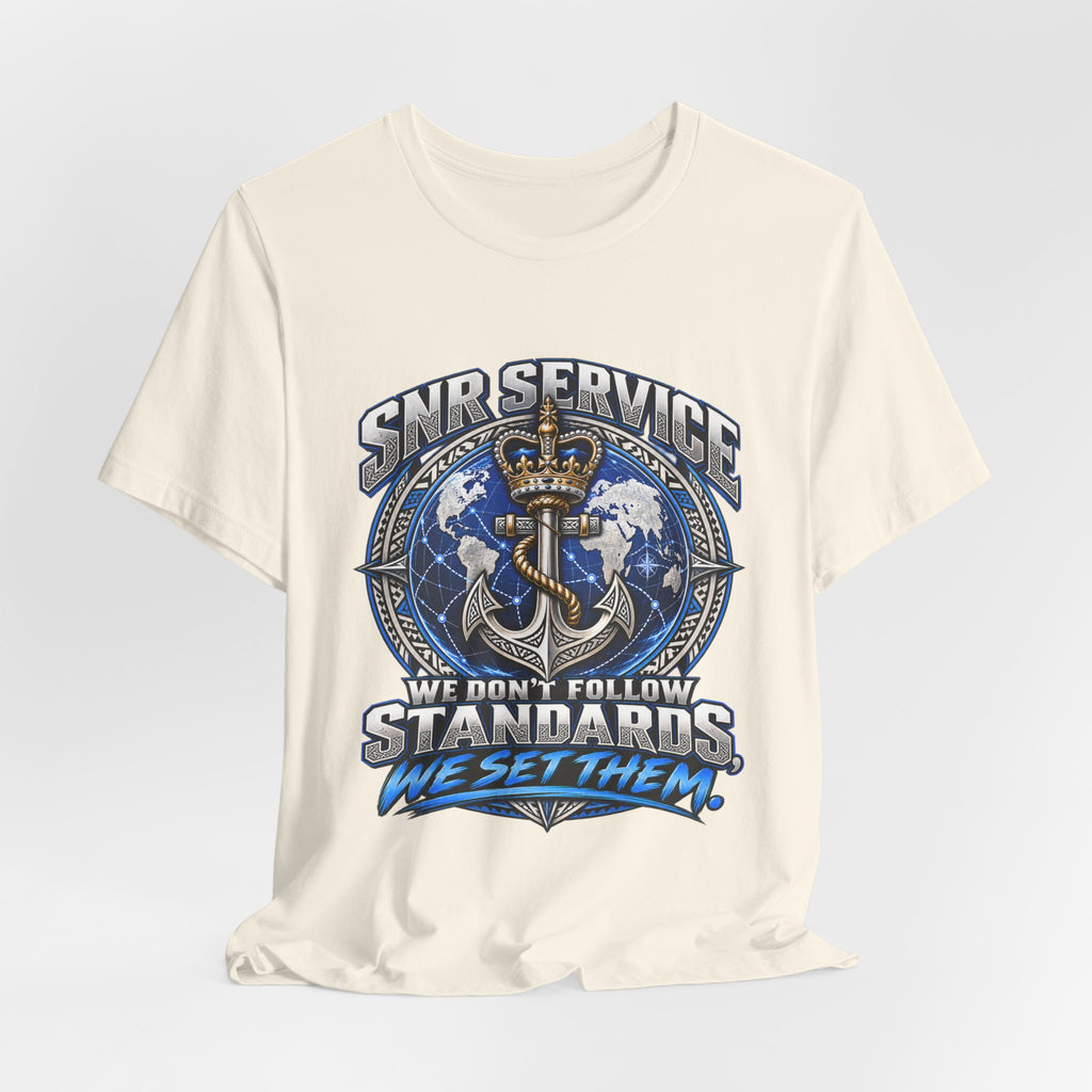 SNB Service Anchor Graphic Tee — "We Don't Follow Standards, We Set Them"