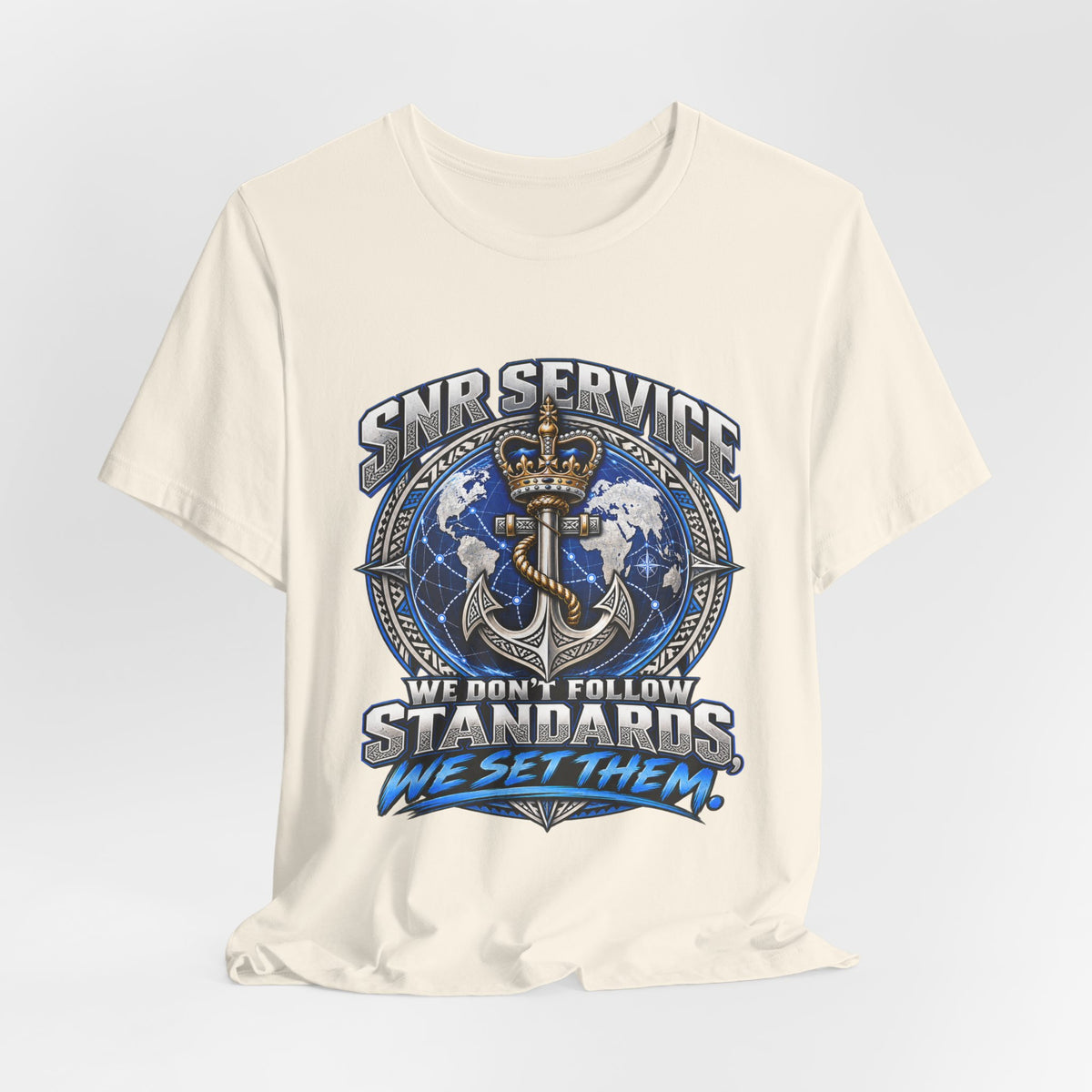 SNB Service Anchor Graphic Tee — "We Don't Follow Standards, We Set Them"