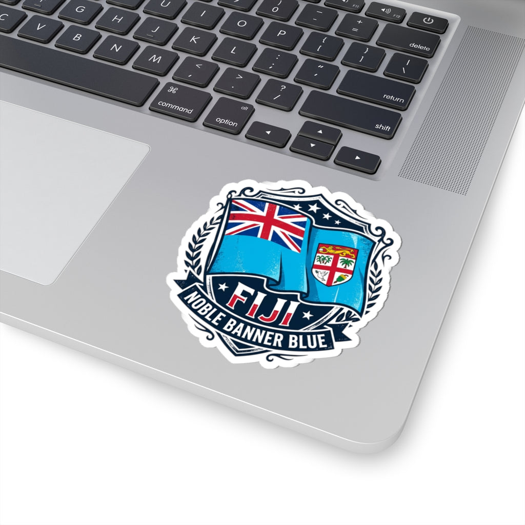 Fiji Flag Crest Sticker — "Noble Banner Blue" Kiss-Cut Vinyl