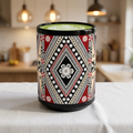 15oz Black Mug — Red & Black Tribal Geometric Pattern Coffee Cup