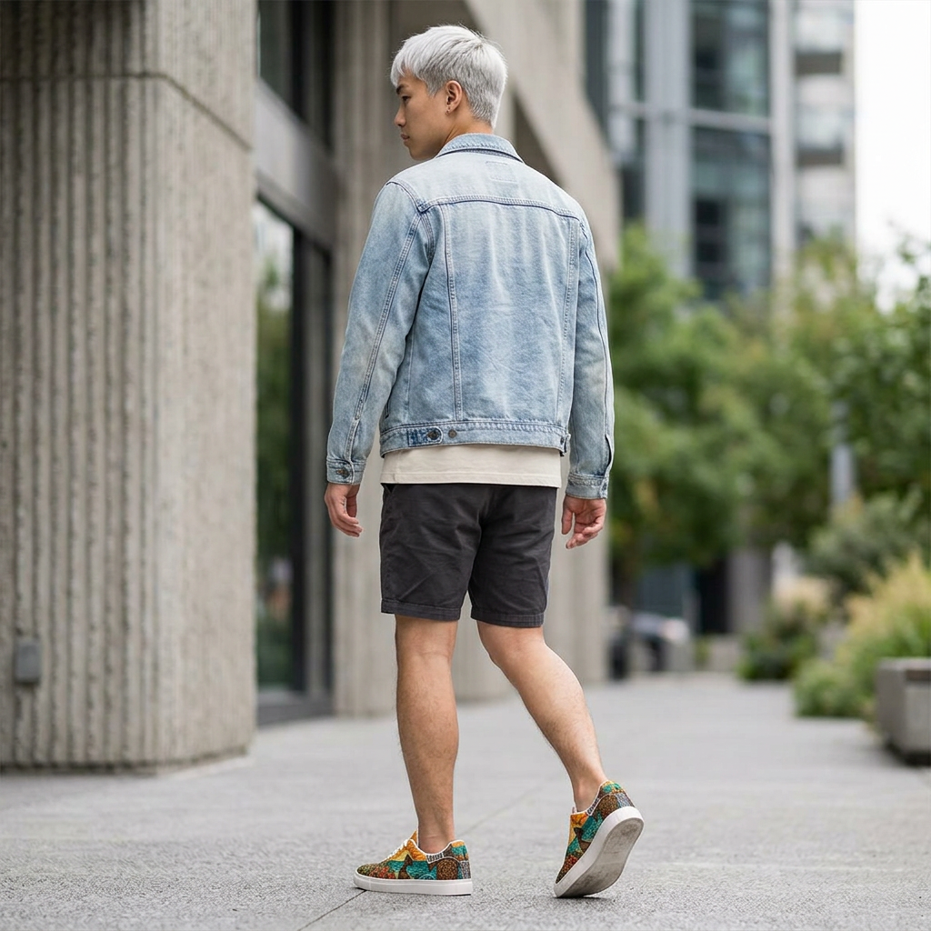 Sunrise Tribal Leather Sneakers — Men’s Low-Top Casual Shoes