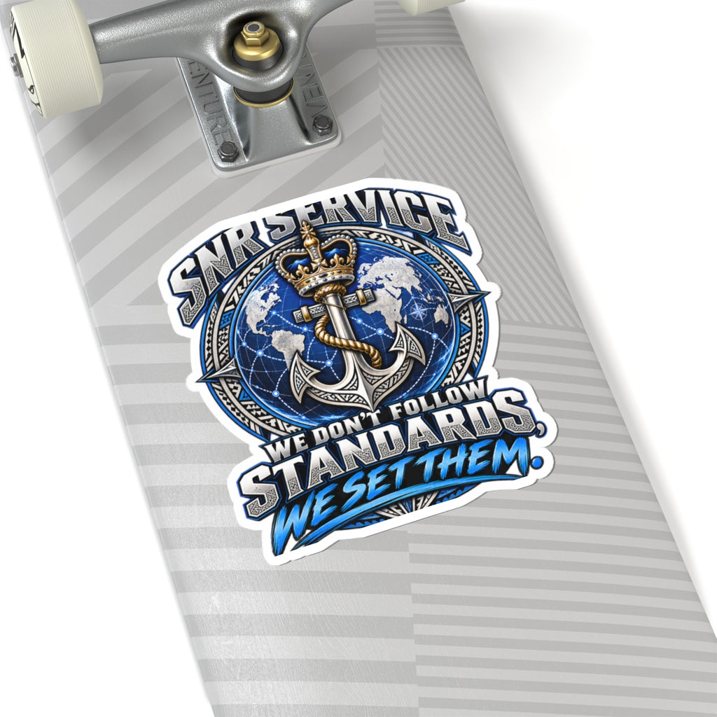 Navy Service Anchor Sticker — "We Don't Follow Standards, We Set Them" Kiss-Cut Decal