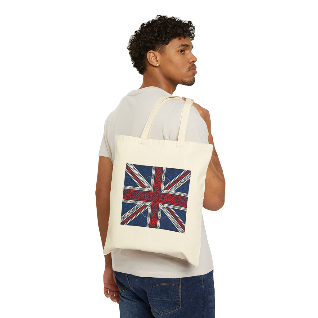 Union Jack Paisley Cotton Tote Bag — British Flag Canvas Market Shopper