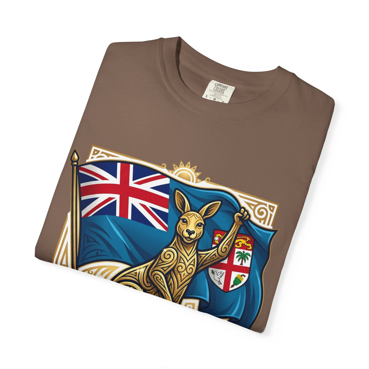 Fiji Day T-Shirt – 'Happy Fiji Day From Down Under' Kangaroo & Fiji Flag Tee